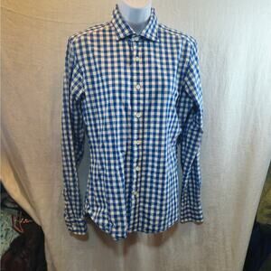 Trumaker Mens Sz Medium Gingham Check Button Up Shirt Cotton Long Sleeve